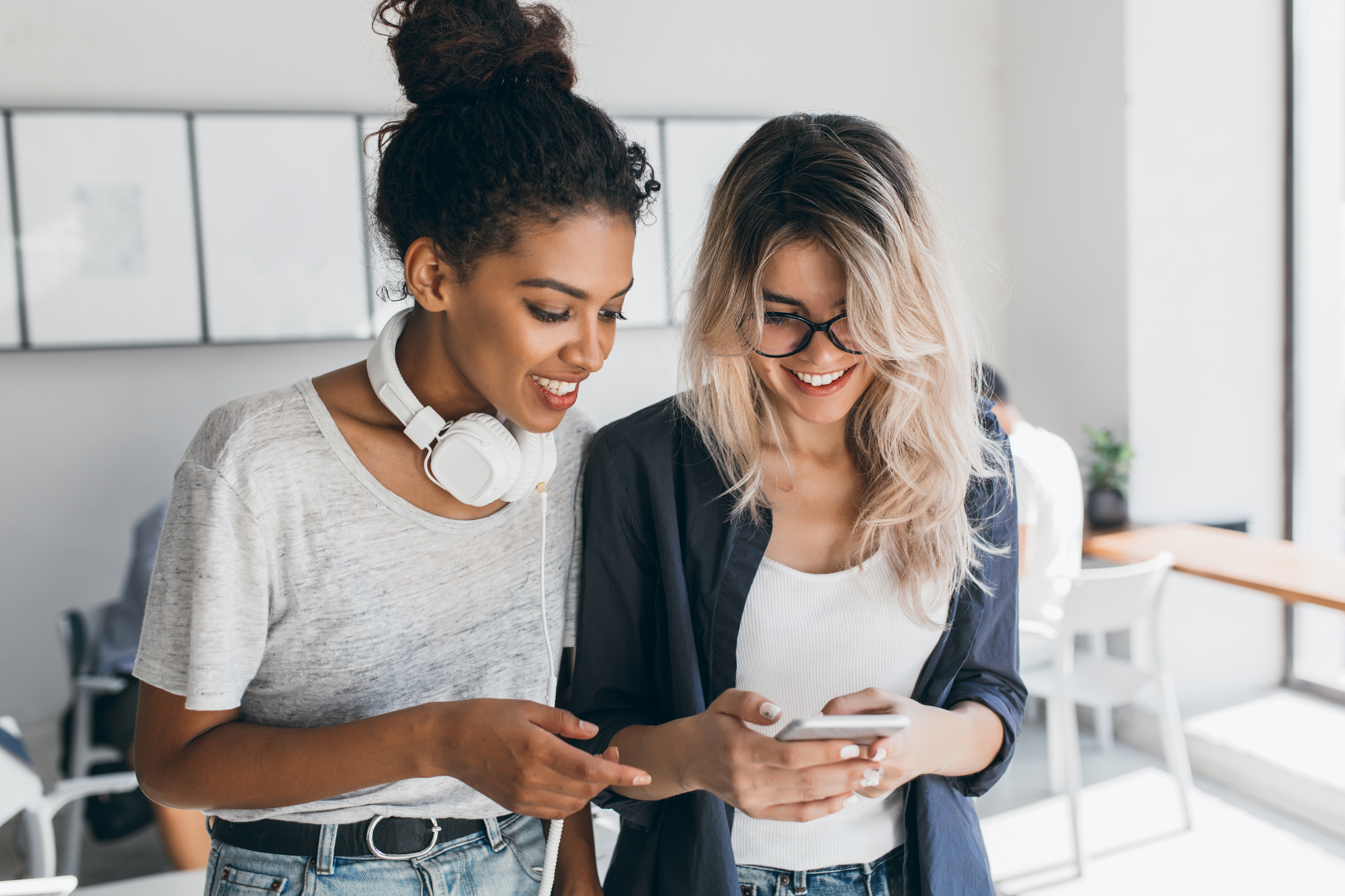 Two women working together